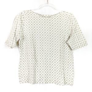 Charter Club | Luxury Pima Cotton Beige White Chain Link Short Sleeve Tee L
